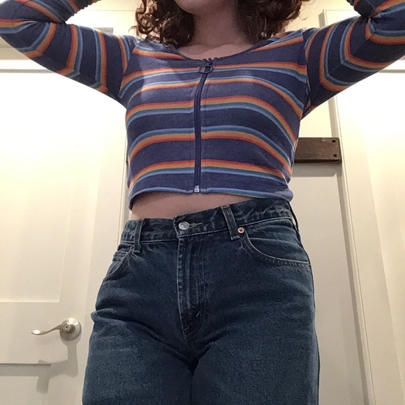 rainbow zip up croptop - Picture 2 of 2